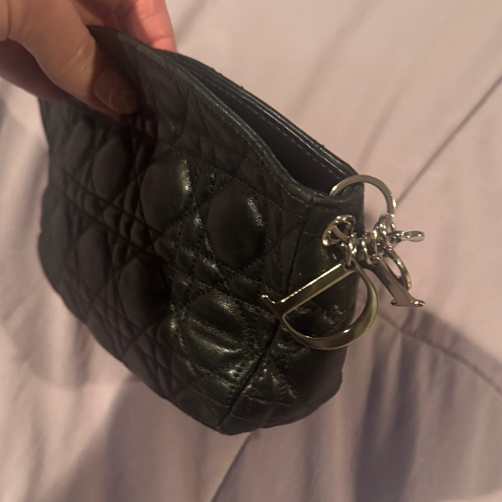 Dior Black Quilted Clutch with Silver Charm
